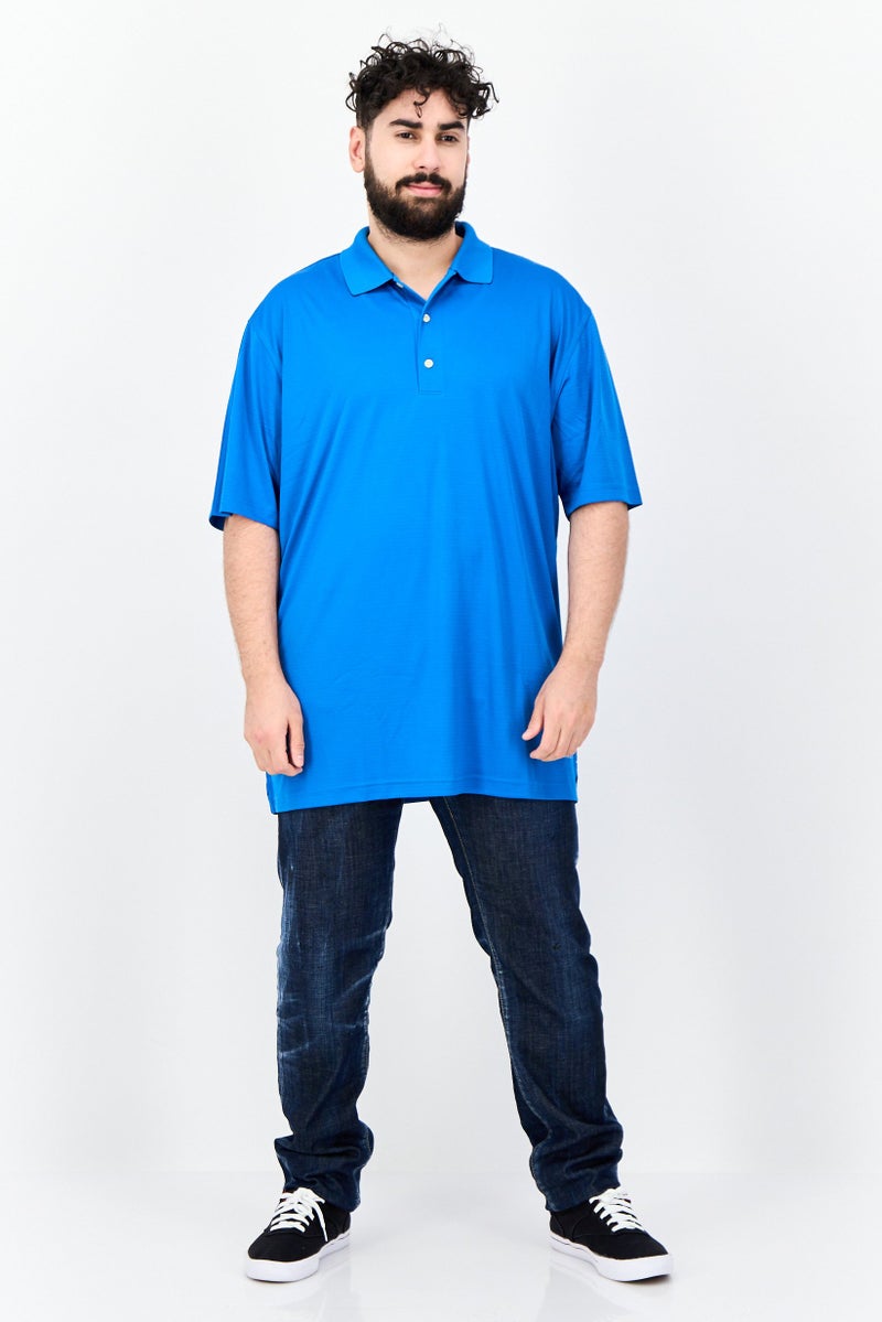 Greg Norman Men Regular Fit Textured Short  Sleeves Polo Shirt, Blue - Image 4